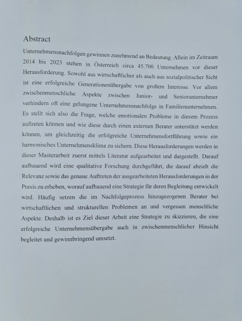 GELUNGENE UNTERNEHMENS-NACHFOLGE – Projektbild