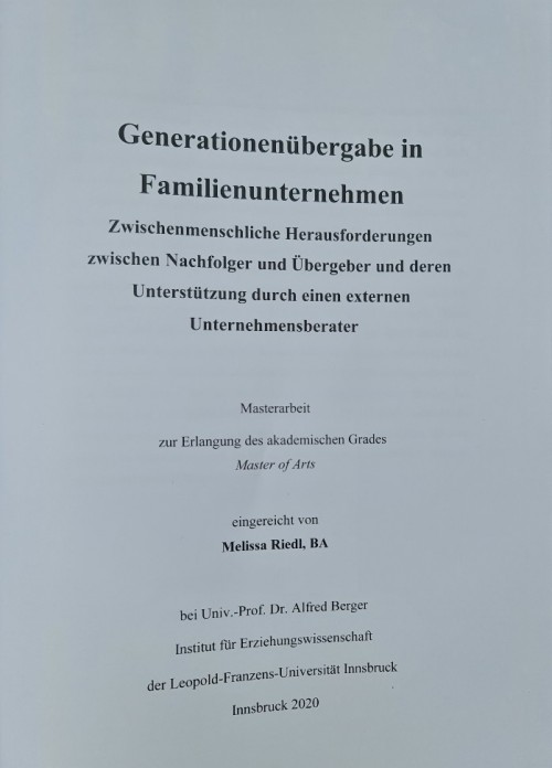 GELUNGENE UNTERNEHMENS-NACHFOLGE – Projektbild